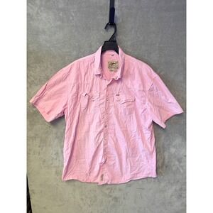Rafter C Cowboy‎ Collection Pink Western Shirt XXL Men's Short Sleeve Pearl Snap